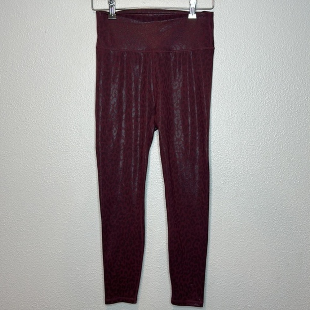 ALLFENIX Liquid Leopard Maroon 7/8 Leggings Anthropologie Size L